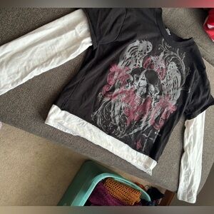 Social collision skull long sleeve shirt